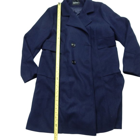 Pea Coat Women's Mid Length Navy Blue Double Button Wool Size XXL - Picture 8 of 13